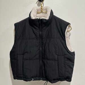 Thread & Supply Cream Sherpa-Lined Black Vest
